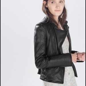 Zara TRF Faux Leather Black Jacket Size S